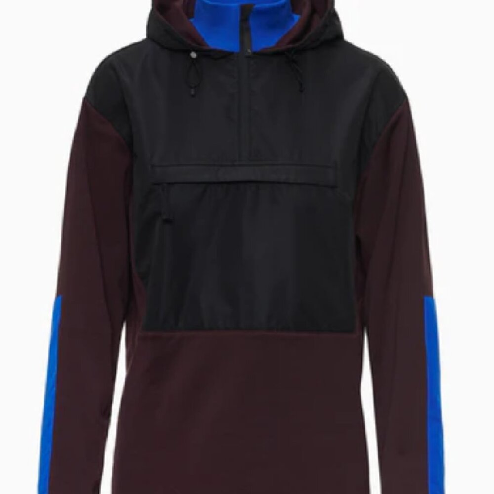 $550! NEW Men's Aztech Mountain Hut Fleece Hoodie - Bordeaux Blue Black - L